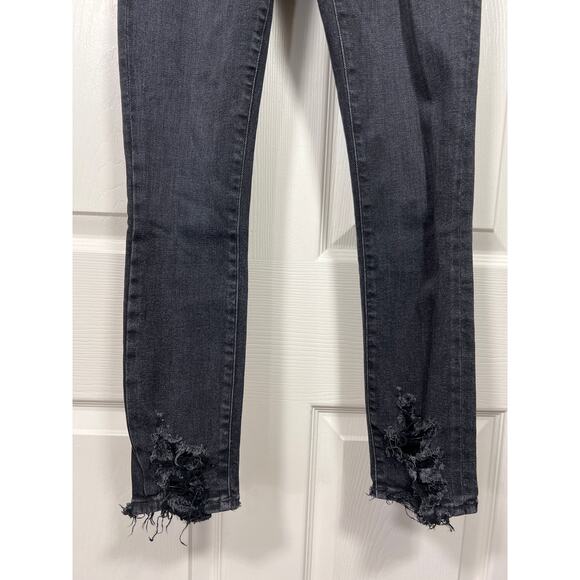Agolde Jeans Sophie Mid Rise Skinny Temple Black Heavy Distressing 24 / 0 - Picture 5 of 13